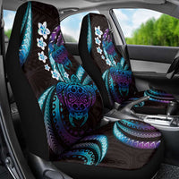 Hawaii Turtles Plumeria Car Seat Cover Amethyst Gradient Polynesian Pattern