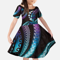 Hawaii Turtles Plumeria Family Matching Summer Maxi Dress and Hawaiian Shirt Amethyst Gradient Polynesian Pattern