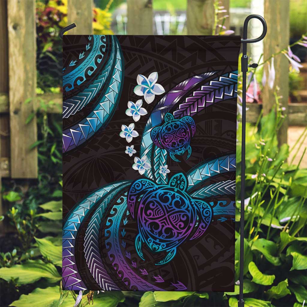 Hawaii Turtles Plumeria Garden Flag Amethyst Gradient Polynesian Pattern
