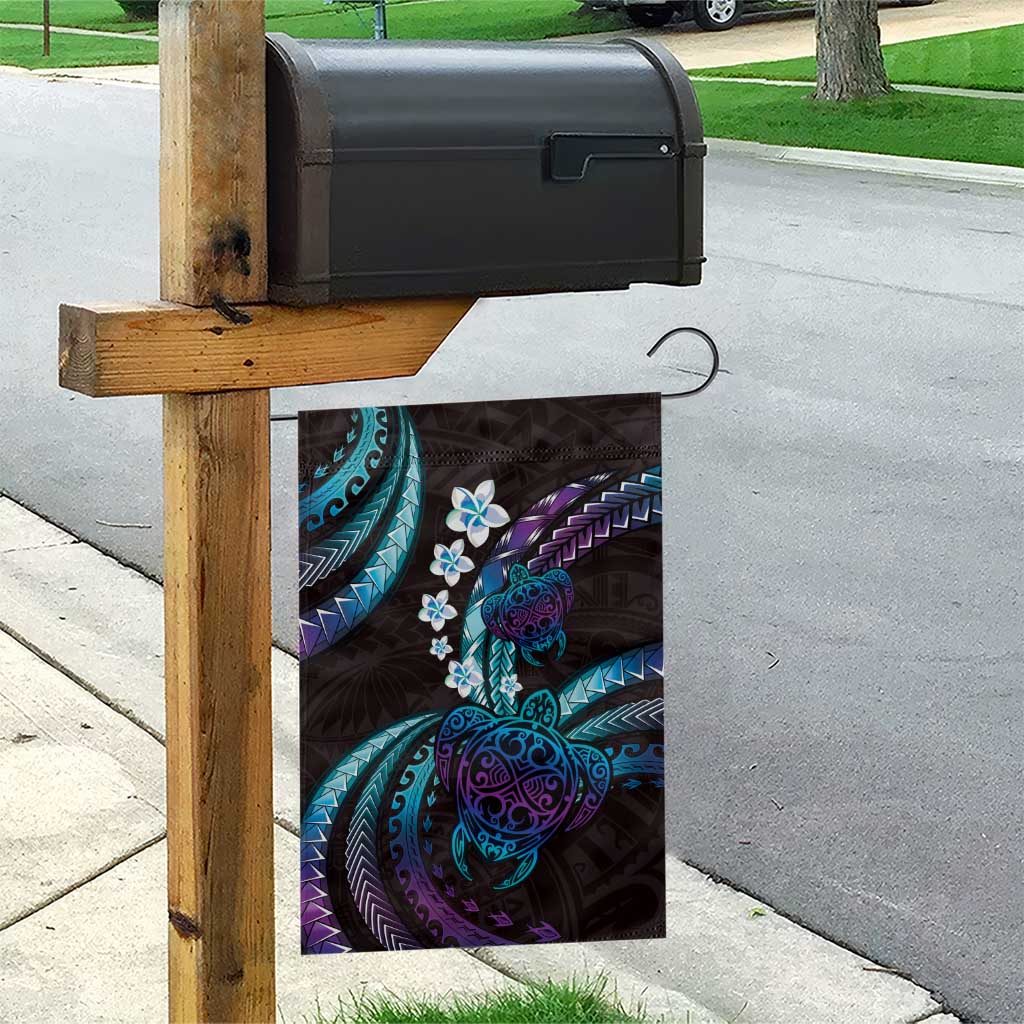 Hawaii Turtles Plumeria Garden Flag Amethyst Gradient Polynesian Pattern