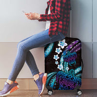 Hawaii Turtles Plumeria Luggage Cover Amethyst Gradient Polynesian Pattern