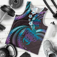 Hawaii Turtles Plumeria Men Tank Top Amethyst Gradient Polynesian Pattern