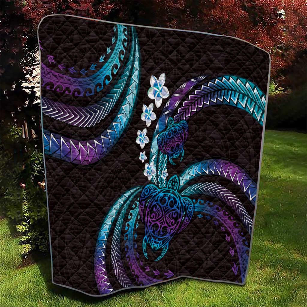 Hawaii Turtles Plumeria Quilt Amethyst Gradient Polynesian Pattern