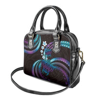 Hawaii Turtles Plumeria Shoulder Handbag Amethyst Gradient Polynesian Pattern