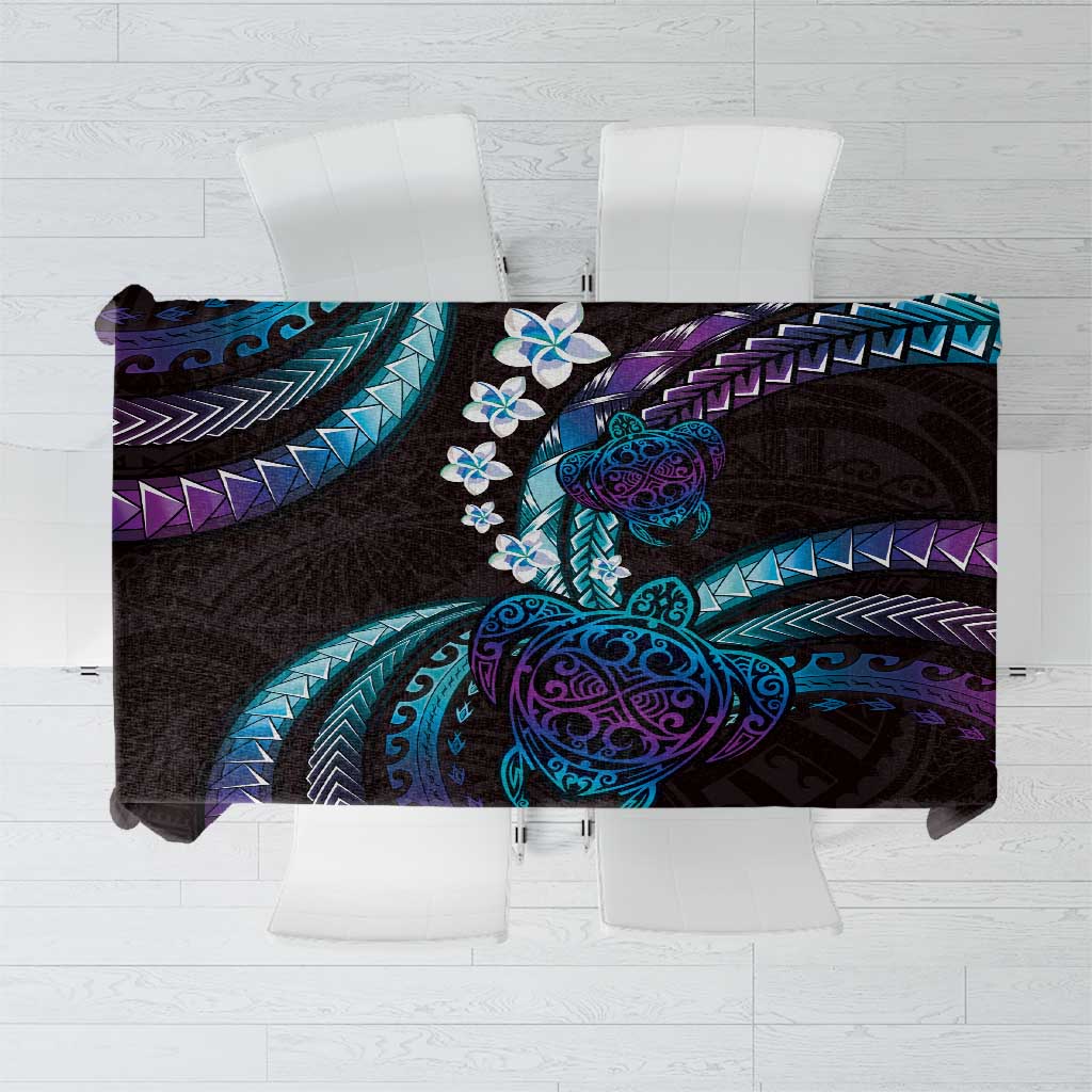 Hawaii Turtles Plumeria Tablecloth Amethyst Gradient Polynesian Pattern