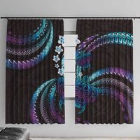 Hawaii Turtles Plumeria Window Curtain Amethyst Gradient Polynesian Pattern