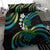 Hawaii Turtles Plumeria Bedding Set Chartreuse Cyan Polynesian Pattern