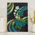 Hawaii Turtles Plumeria Canvas Wall Art Chartreuse Cyan Polynesian Pattern