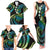 Hawaii Turtles Plumeria Family Matching Tank Maxi Dress and Hawaiian Shirt Chartreuse Cyan Polynesian Pattern