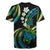 Hawaii Turtles Plumeria Rugby Jersey Chartreuse Cyan Polynesian Pattern