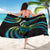 Hawaii Turtles Plumeria Sarong Chartreuse Cyan Polynesian Pattern
