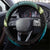 Hawaii Turtles Plumeria Steering Wheel Cover Chartreuse Cyan Polynesian Pattern