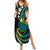 Hawaii Turtles Plumeria Summer Maxi Dress Chartreuse Cyan Polynesian Pattern