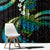 Hawaii Turtles Plumeria Window Curtain Chartreuse Cyan Polynesian Pattern