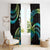 Hawaii Turtles Plumeria Window Curtain Chartreuse Cyan Polynesian Pattern