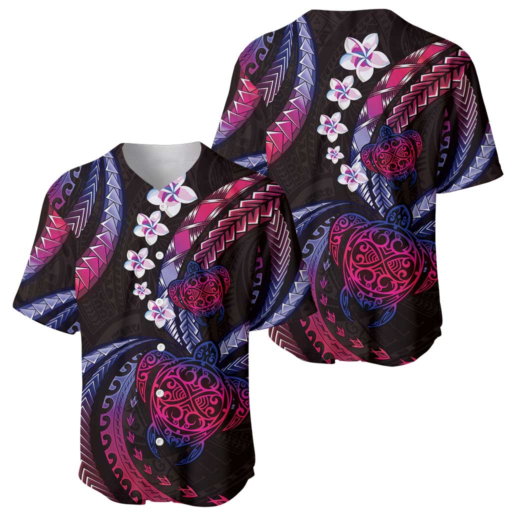 Hawaii Turtles Plumeria Baseball Jersey Sweet Gradient Polynesian Pattern