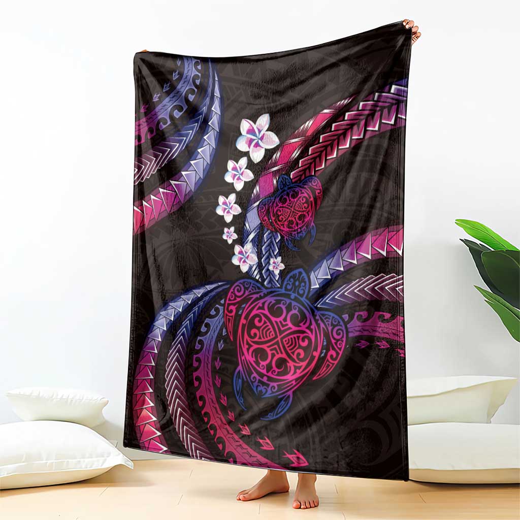 Hawaii Turtles Plumeria Blanket Sweet Gradient Polynesian Pattern