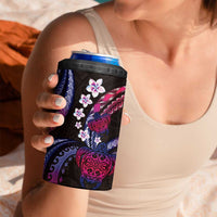 Hawaii Turtles Plumeria 4 in 1 Can Cooler Tumbler Sweet Gradient Polynesian Pattern