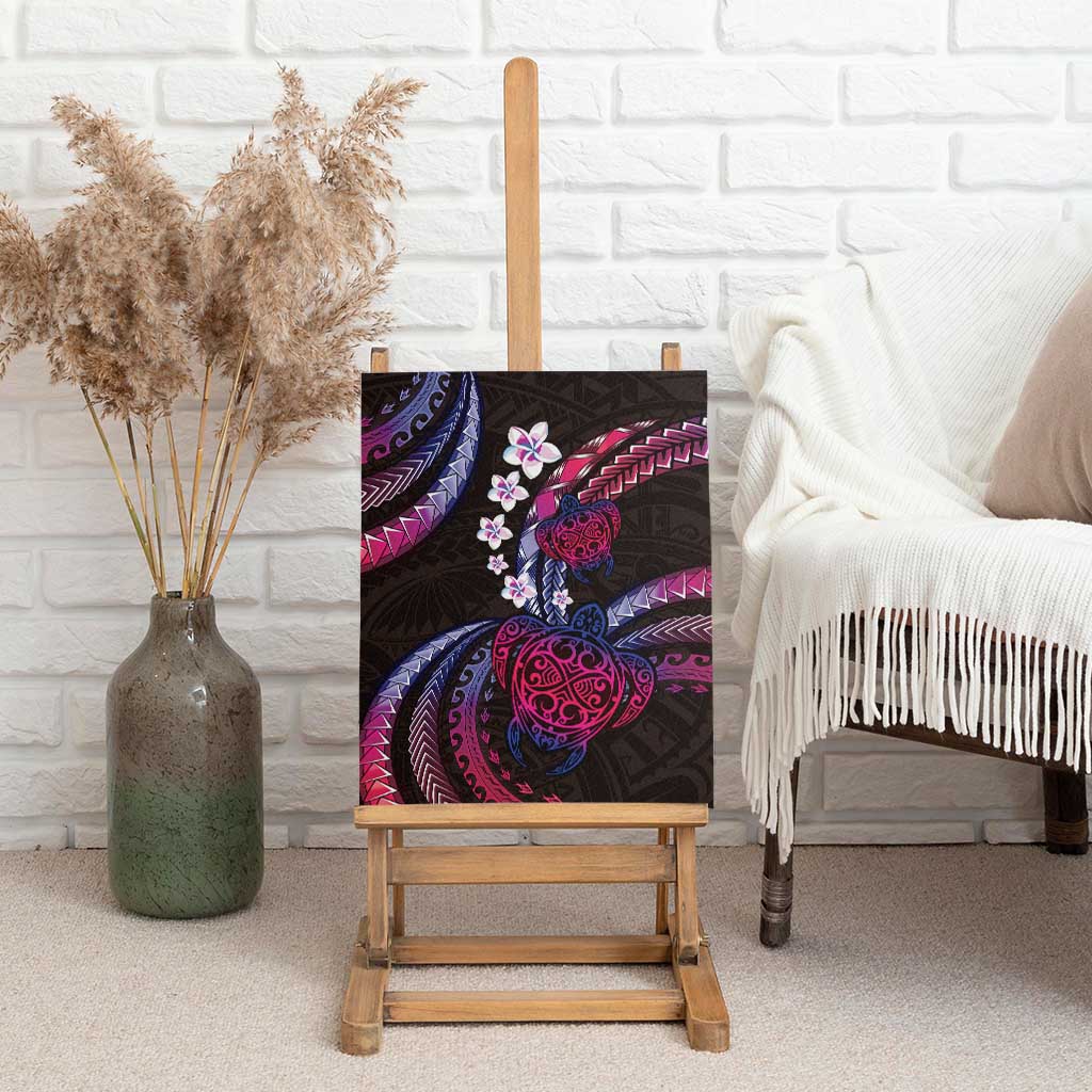 Hawaii Turtles Plumeria Canvas Wall Art Sweet Gradient Polynesian Pattern