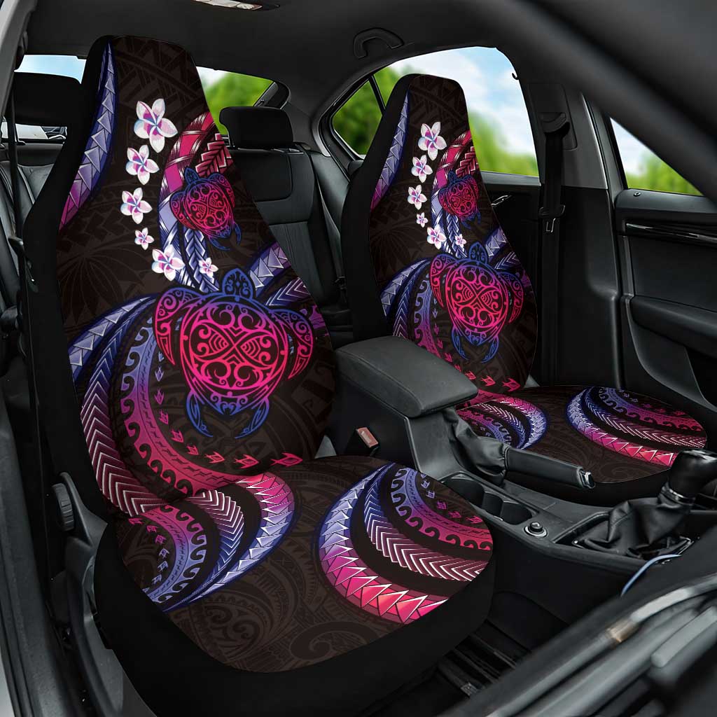 Hawaii Turtles Plumeria Car Seat Cover Sweet Gradient Polynesian Pattern