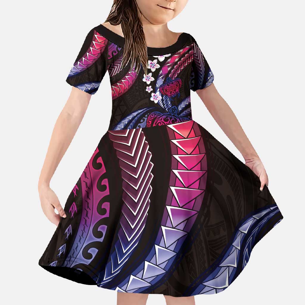 Hawaii Turtles Plumeria Family Matching Off Shoulder Maxi Dress and Hawaiian Shirt Sweet Gradient Polynesian Pattern