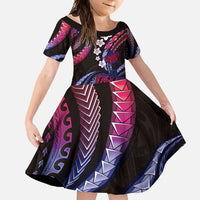 Hawaii Turtles Plumeria Family Matching Off Shoulder Maxi Dress and Hawaiian Shirt Sweet Gradient Polynesian Pattern