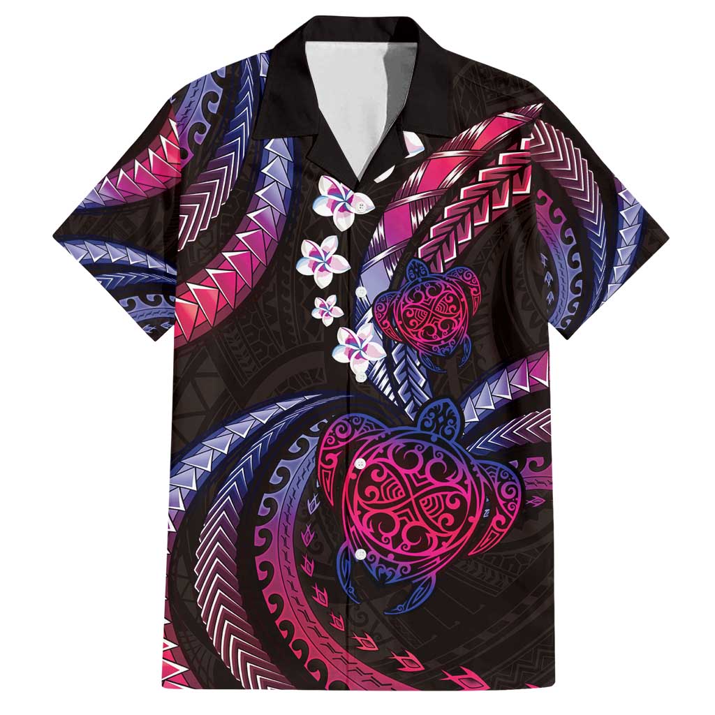 Hawaii Turtles Plumeria Family Matching Summer Maxi Dress and Hawaiian Shirt Sweet Gradient Polynesian Pattern