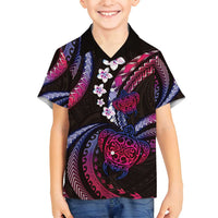 Hawaii Turtles Plumeria Family Matching Summer Maxi Dress and Hawaiian Shirt Sweet Gradient Polynesian Pattern