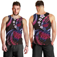 Hawaii Turtles Plumeria Men Tank Top Sweet Gradient Polynesian Pattern