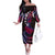 Hawaii Turtles Plumeria Off The Shoulder Long Sleeve Dress Sweet Gradient Polynesian Pattern