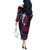 Hawaii Turtles Plumeria Off The Shoulder Long Sleeve Dress Sweet Gradient Polynesian Pattern