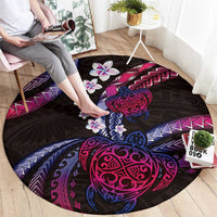 Hawaii Turtles Plumeria Round Carpet Sweet Gradient Polynesian Pattern
