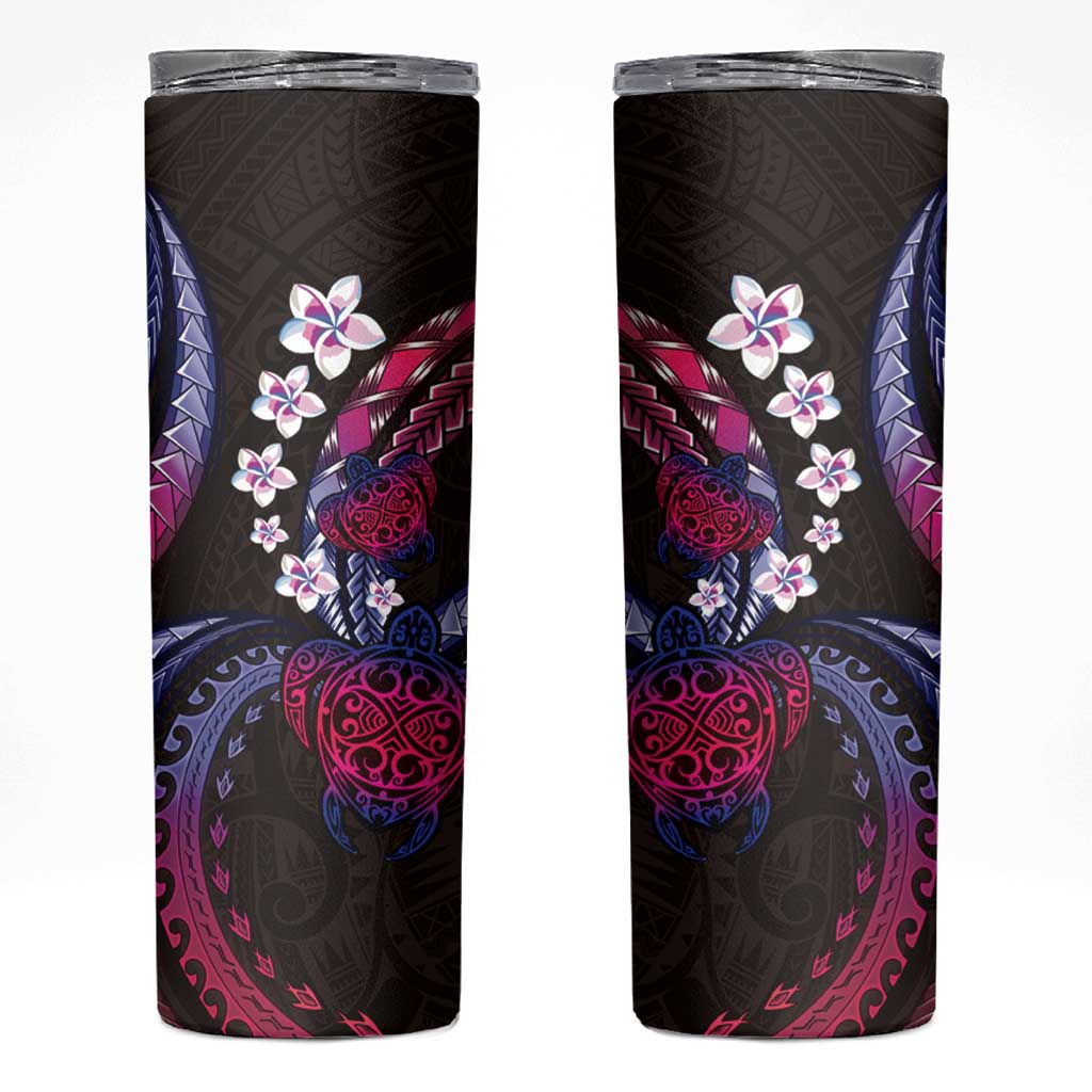 Hawaii Turtles Plumeria Skinny Tumbler Sweet Gradient Polynesian Pattern