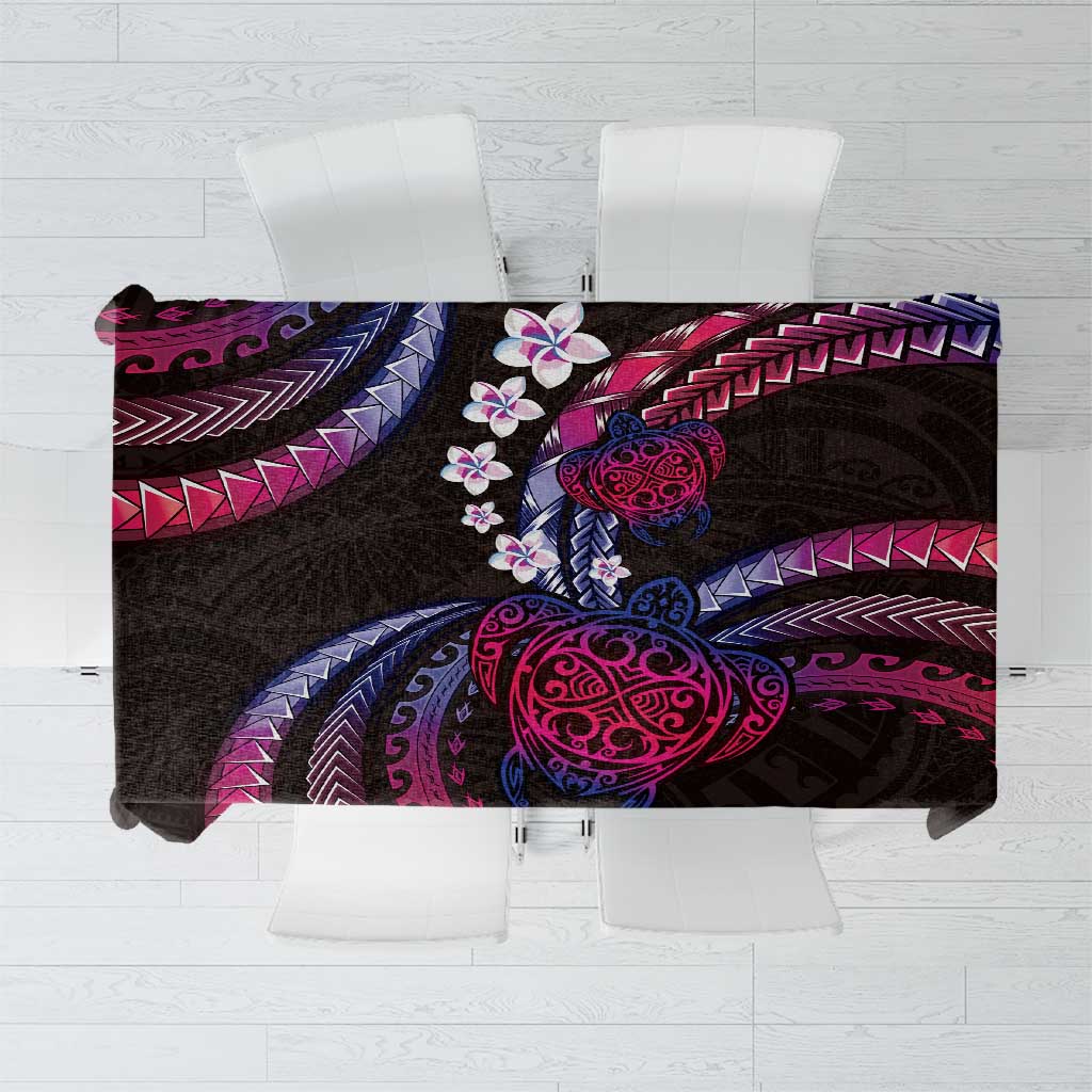 Hawaii Turtles Plumeria Tablecloth Sweet Gradient Polynesian Pattern
