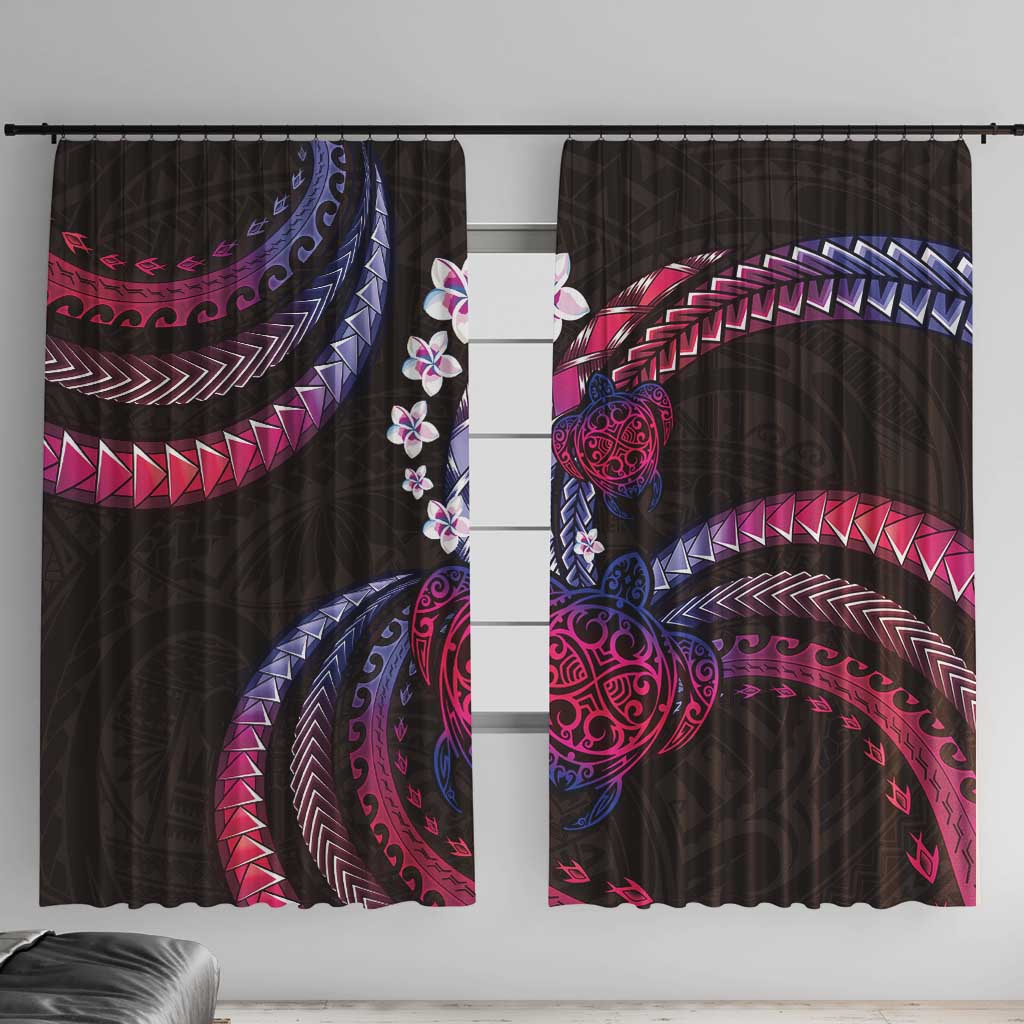 Hawaii Turtles Plumeria Window Curtain Sweet Gradient Polynesian Pattern