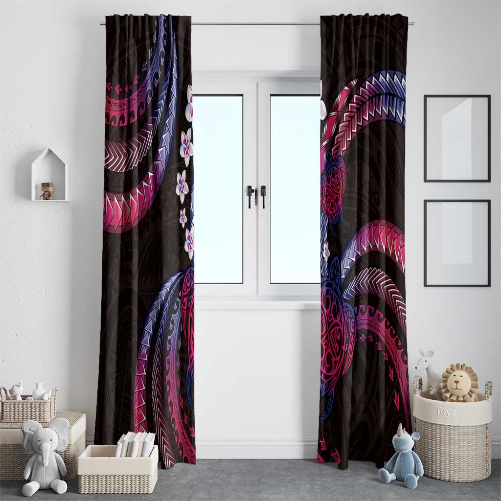 Hawaii Turtles Plumeria Window Curtain Sweet Gradient Polynesian Pattern