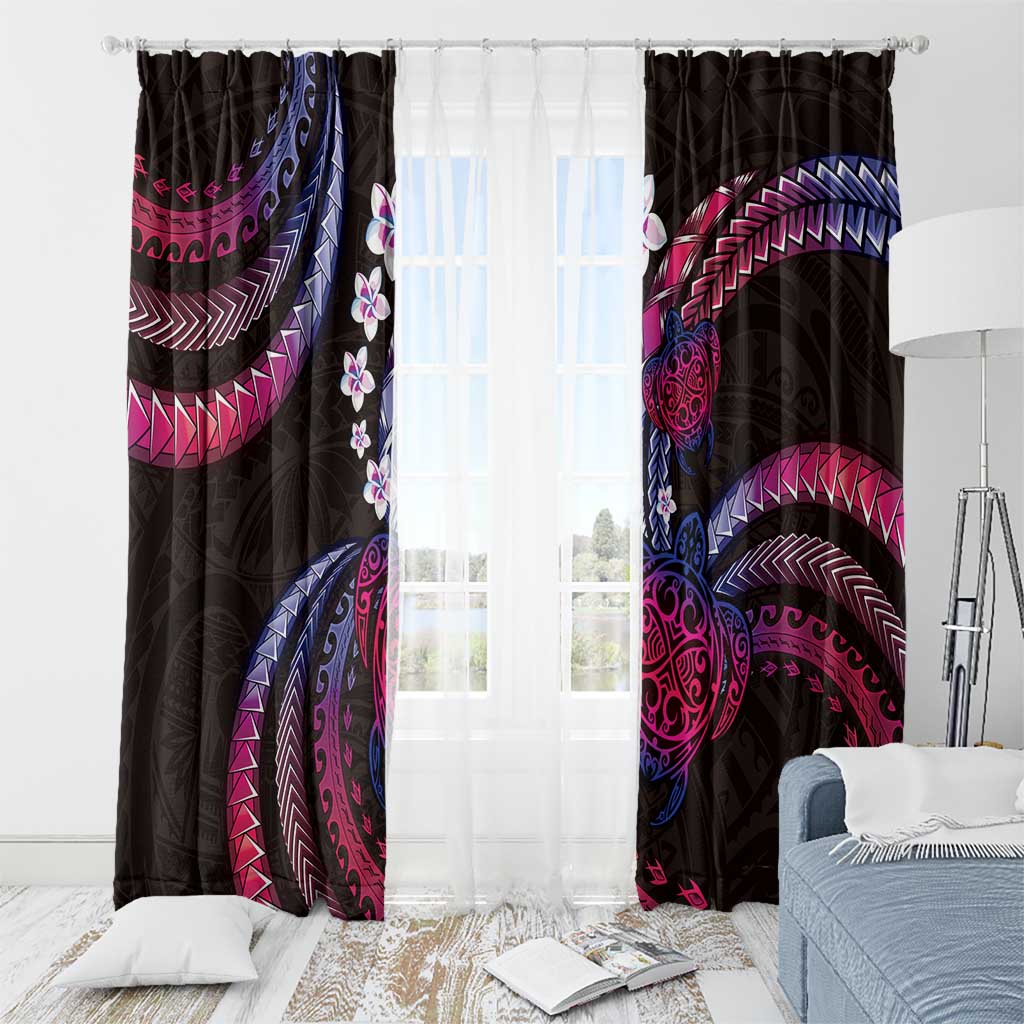 Hawaii Turtles Plumeria Window Curtain Sweet Gradient Polynesian Pattern