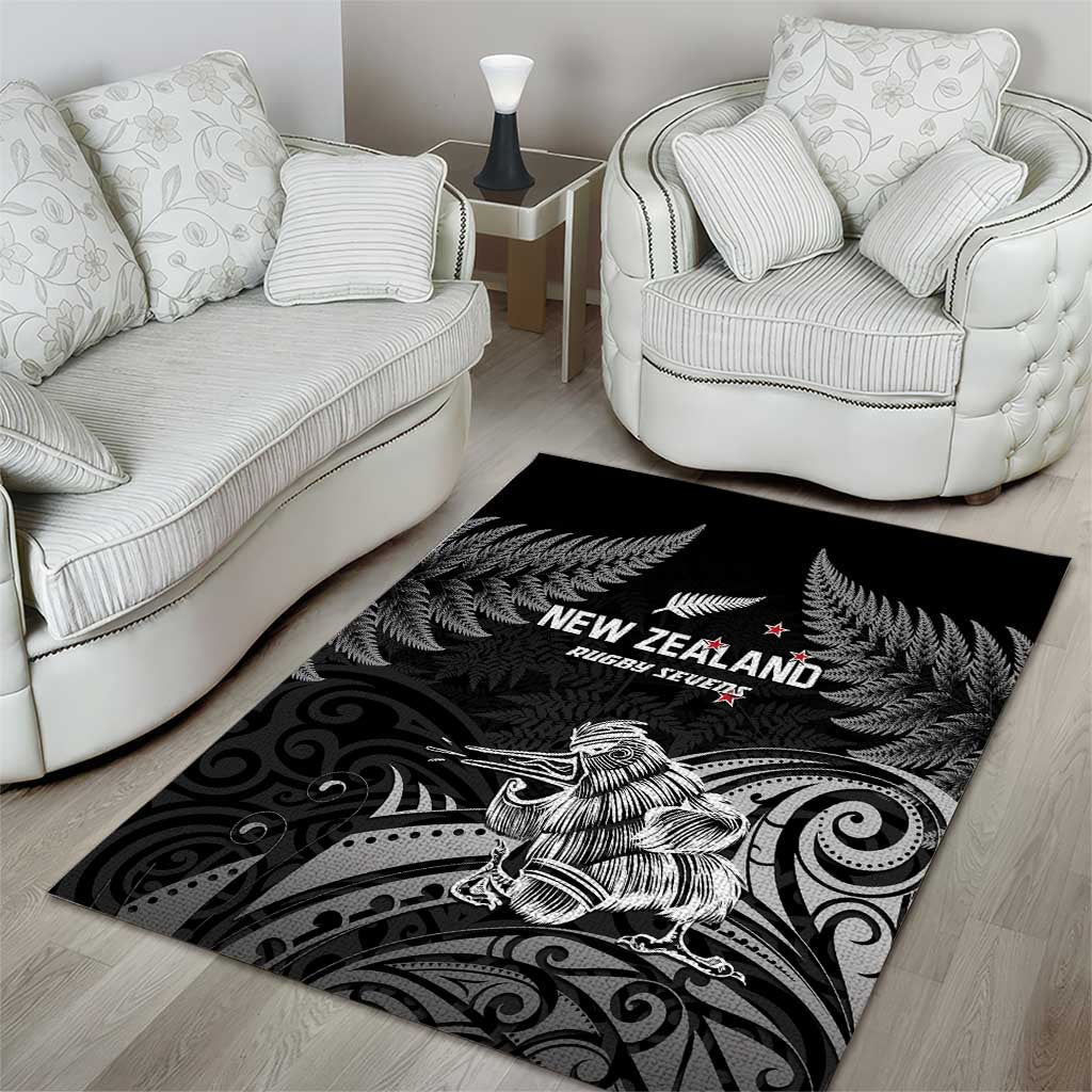 New Zealand 2024 Rugby Area Rug Silver Fern Aotearoa Kiwi
