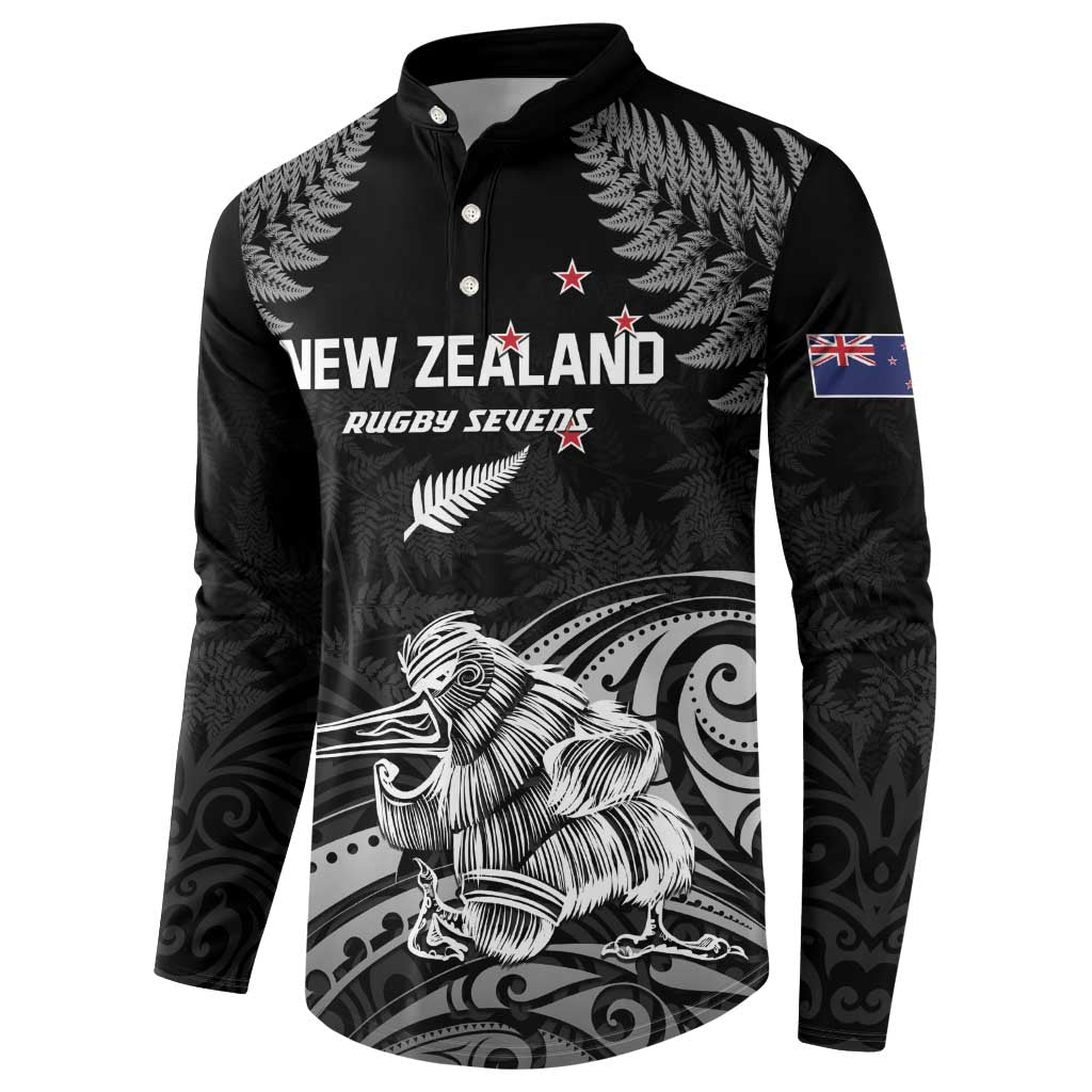 Custom New Zealand 2024 Rugby Button Sweatshirt Silver Fern Aotearoa Kiwi