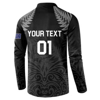 Custom New Zealand 2024 Rugby Button Sweatshirt Silver Fern Aotearoa Kiwi