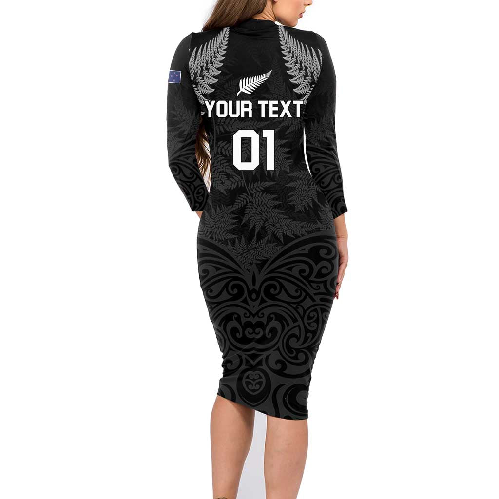 Custom New Zealand 2024 Rugby Family Matching Long Sleeve Bodycon Dress and Hawaiian Shirt Silver Fern Aotearoa Kiwi LT01 - Polynesian Pride