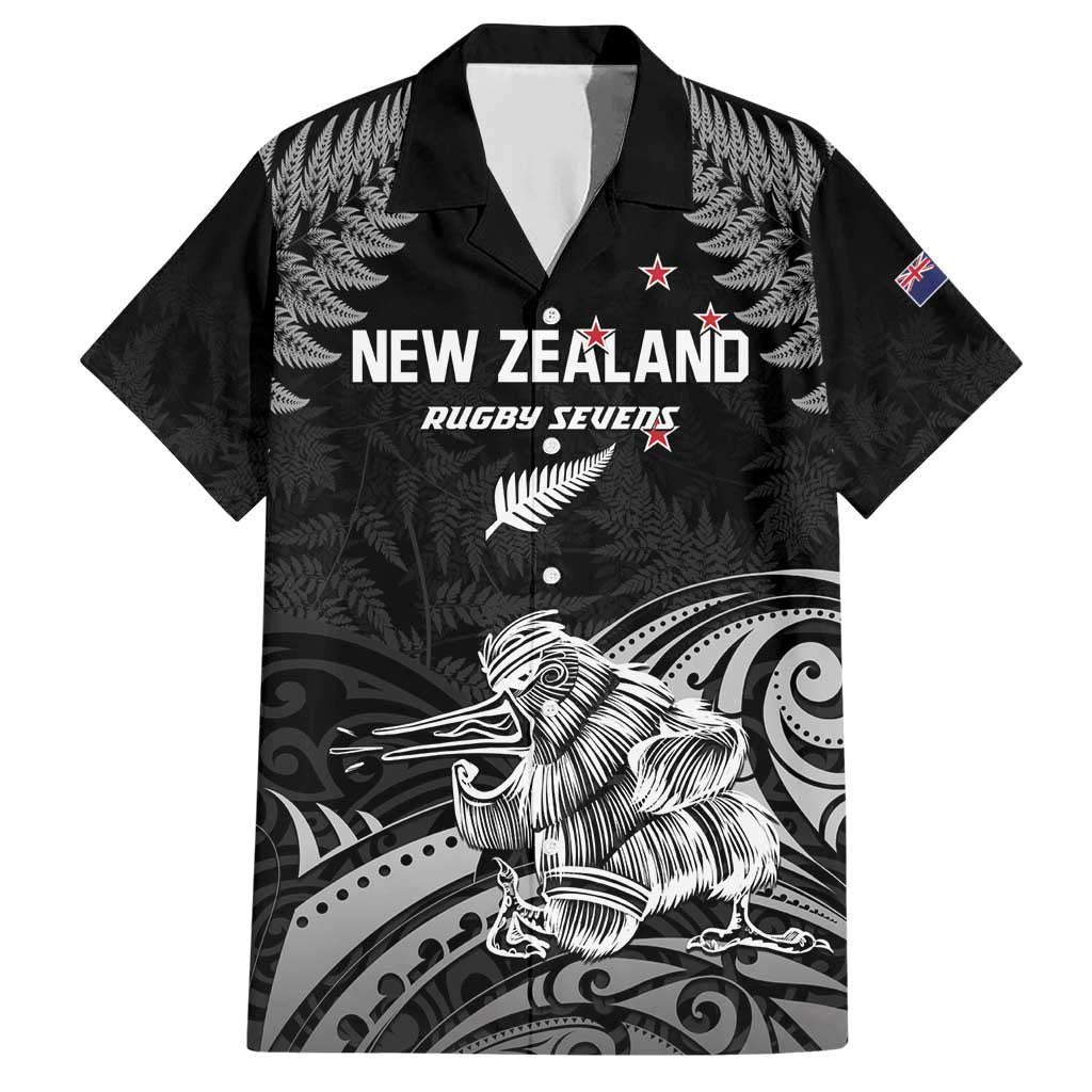 Custom New Zealand 2024 Rugby Family Matching Short Sleeve Bodycon Dress and Hawaiian Shirt Silver Fern Aotearoa Kiwi LT01 Dad's Shirt - Short Sleeve Black - Polynesian Pride