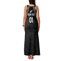 Custom New Zealand 2024 Rugby Family Matching Tank Maxi Dress and Hawaiian Shirt Silver Fern Aotearoa Kiwi