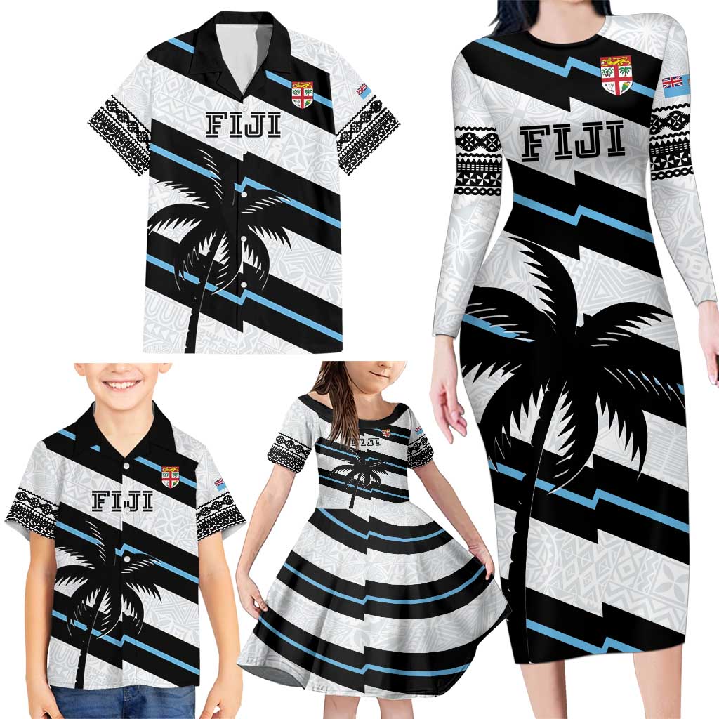 Custom Fiji 2024 Rugby Family Matching Long Sleeve Bodycon Dress and Hawaiian Shirt Fijian Tapa Pattern LT01 - Polynesian Pride