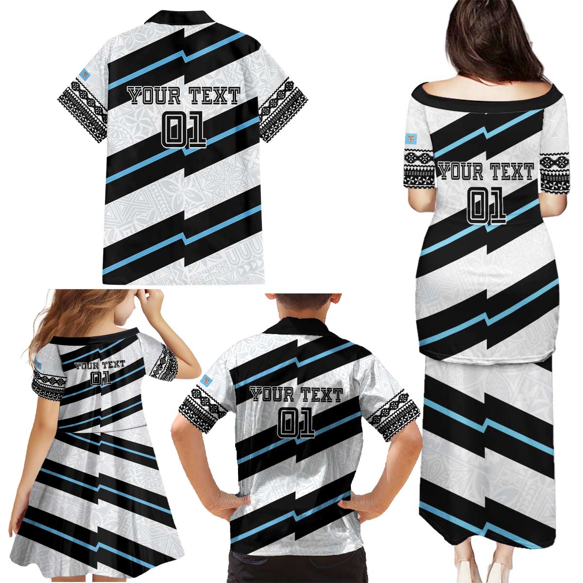 Custom Fiji 2024 Rugby Family Matching Puletasi and Hawaiian Shirt Fijian Tapa Pattern LT01 - Polynesian Pride