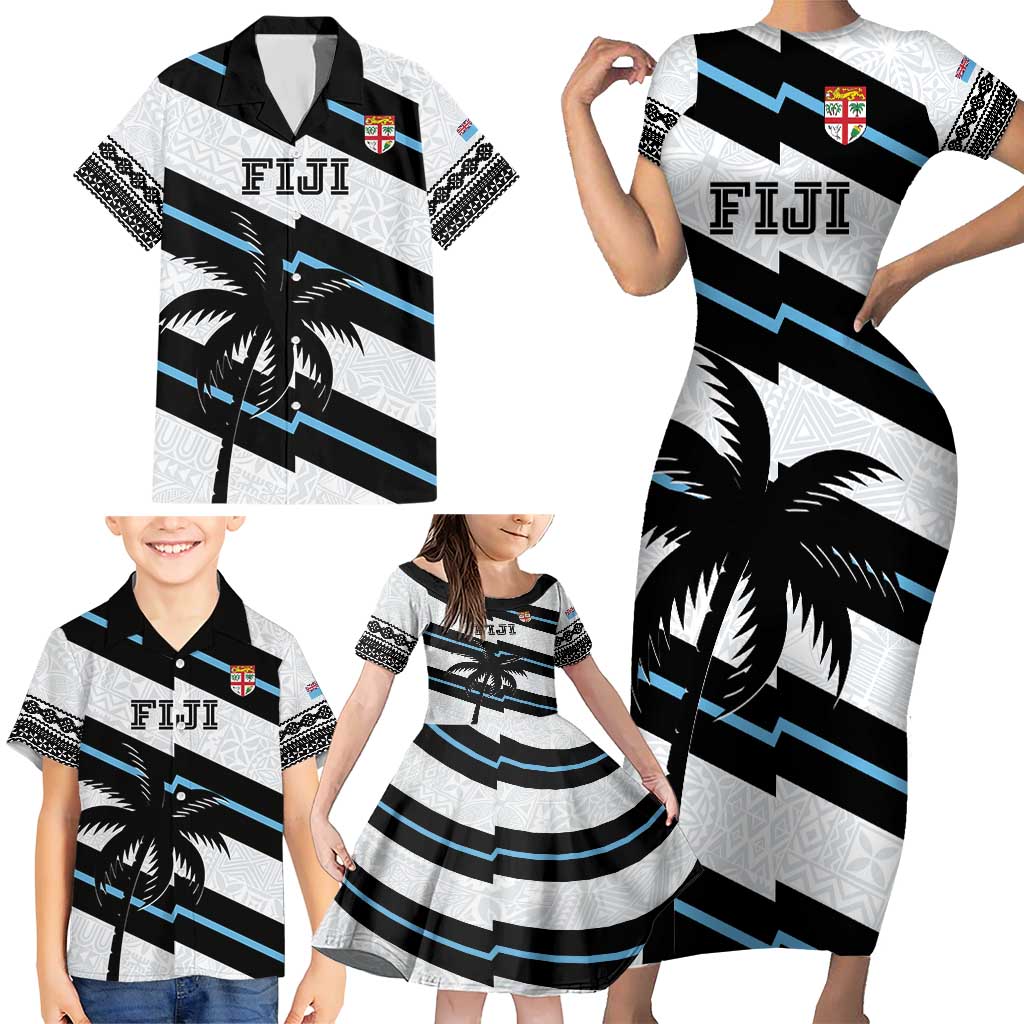 Custom Fiji 2024 Rugby Family Matching Short Sleeve Bodycon Dress and Hawaiian Shirt Fijian Tapa Pattern LT01 - Polynesian Pride