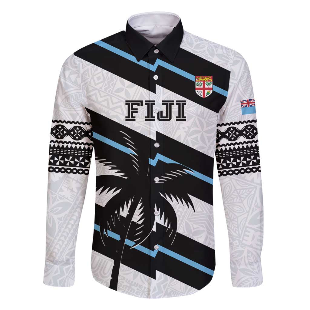Custom Fiji 2024 Rugby Family Matching Summer Maxi Dress and Hawaiian Shirt Fijian Tapa Pattern LT01 Dad's Shirt - Long Sleeve White - Polynesian Pride