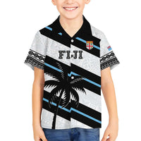 Custom Fiji 2024 Rugby Family Matching Summer Maxi Dress and Hawaiian Shirt Fijian Tapa Pattern LT01 Son's Shirt White - Polynesian Pride
