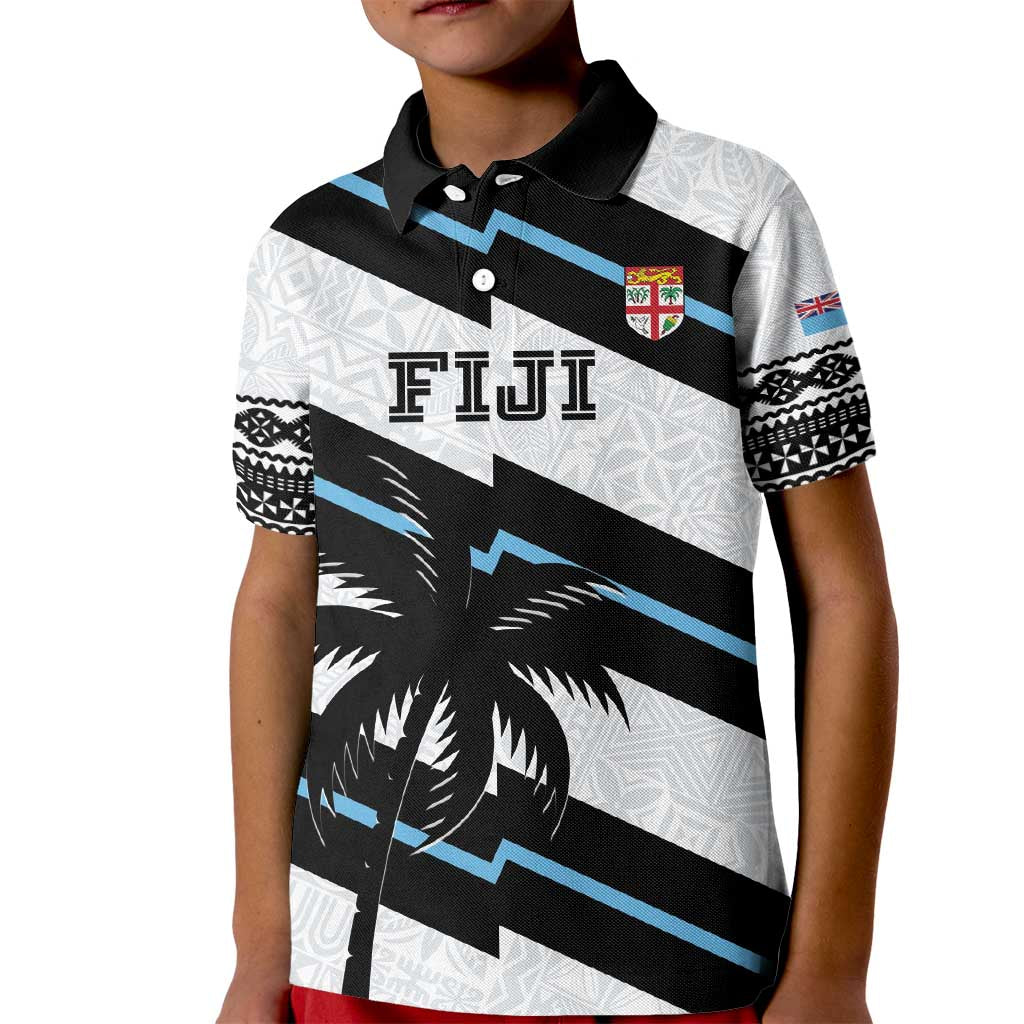 Custom Fiji 2024 Rugby Kid Polo Shirt Fijian Tapa Pattern