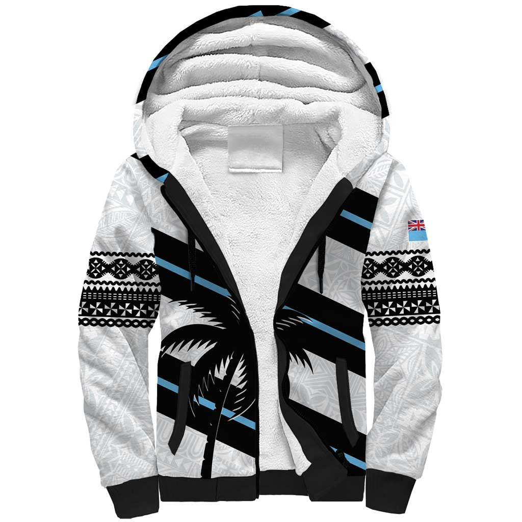 Custom Fiji 2024 Rugby Sherpa Hoodie Fijian Tapa Pattern